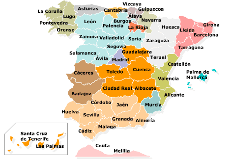 Mapa de ciudades de España